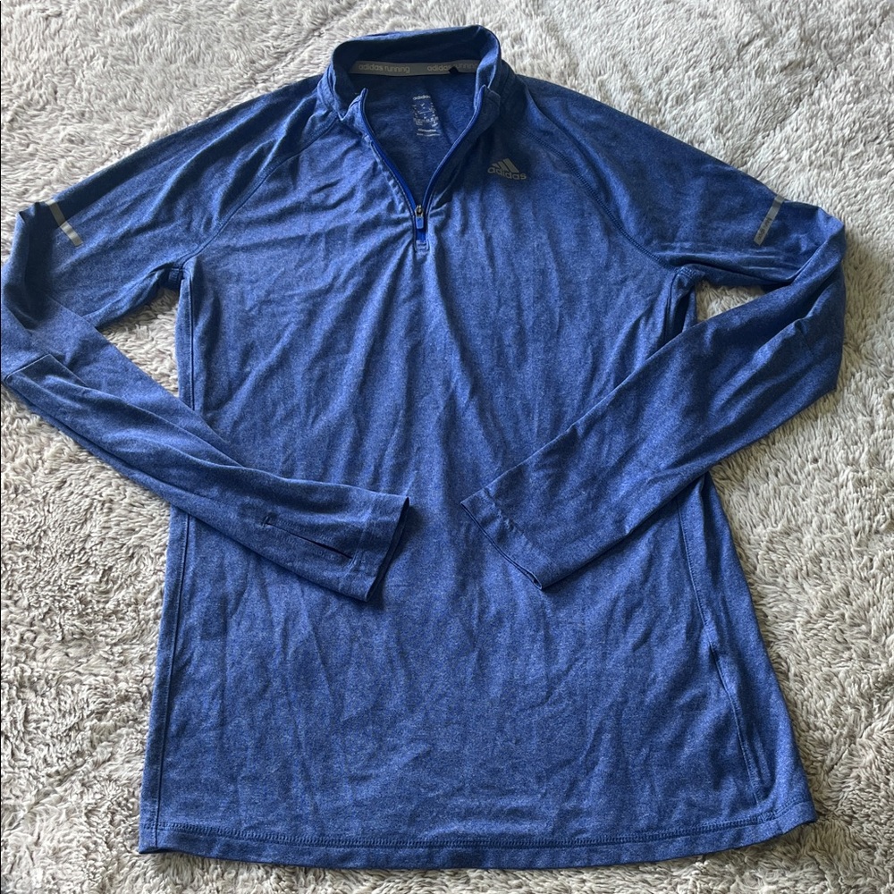adidas Women's Long Sleeve Quarter-Zip Top in Blue